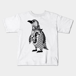 the magical penguin in ecopop mexican patterns art Kids T-Shirt